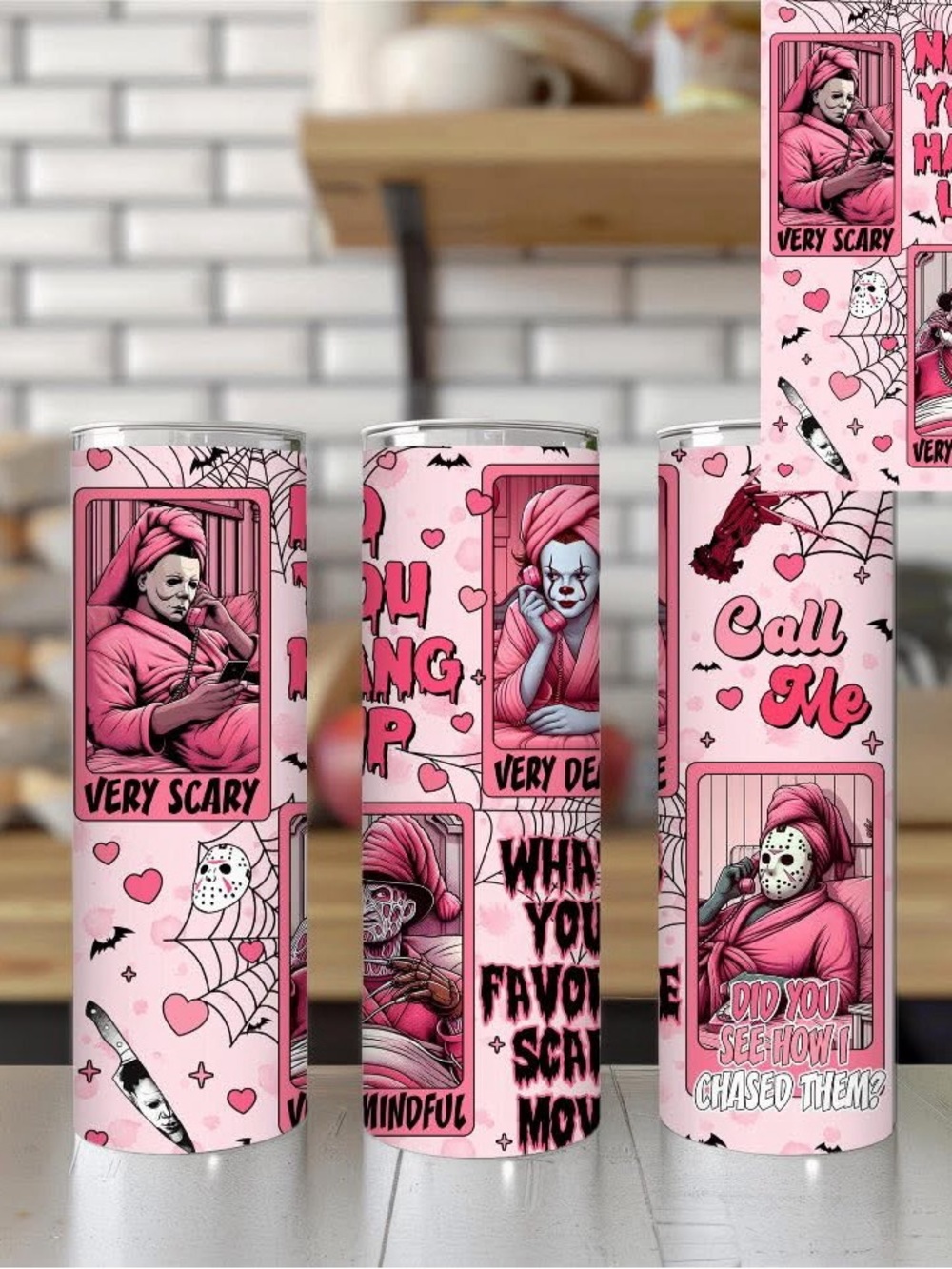 Pink Horror-Themed Stainless Tumbler gift for her gift for him